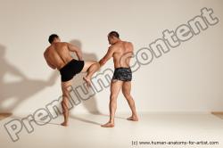 Underwear Fighting Man - Man White Moving poses Muscular Short Brown Dynamic poses Academic